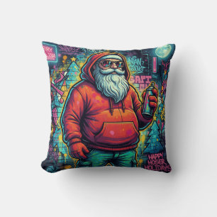 Cooler Santa Graffiti – Urbaner Weihnachtsstil Kissen