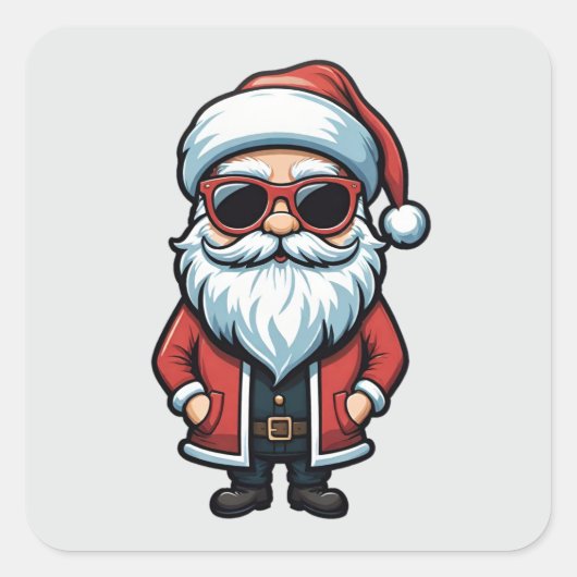 Cooler Santa in Sonnenbrille Quadratischer Aufkleber