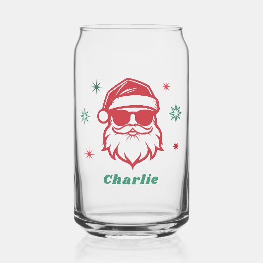 Cooler Santa in Sonnenbrille Retro-Sterne individu Dosenglas (Vorderseite)