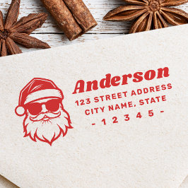 Cooler Santa in Sonnenbrille Spaß Retro-Rücksendea Gummistempel