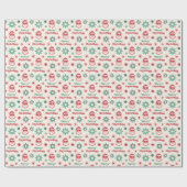 Cooler Santa Retro Frohe Weihnachten rot grün Geschenkpapier (Flach)