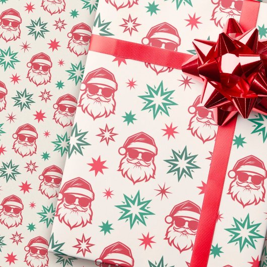 Cooler Santa Retro-Weihnachtskalender Geschenkpapier