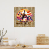 Cooler Sattelreitpferd Western Poster (Küche)