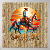 Cooler Sattelreitpferd Western Poster (Vorne)