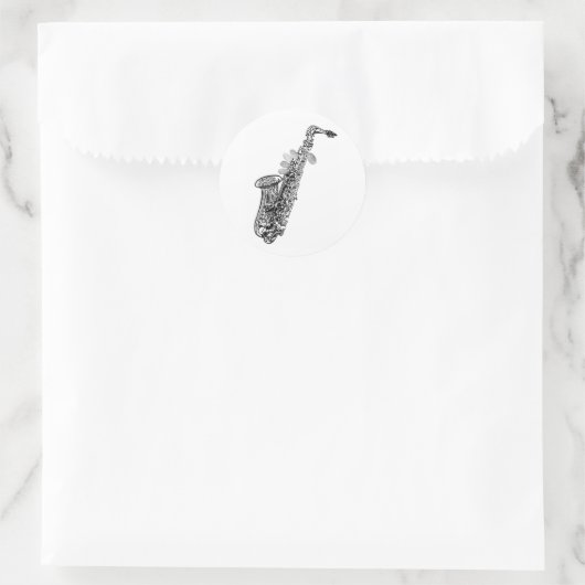 Cooler Saxophon Runder Aufkleber (Tasche)