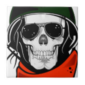 cooler Schädel mit Sonnenbrillen und Sturzhelm Fliese (Vorderseite)