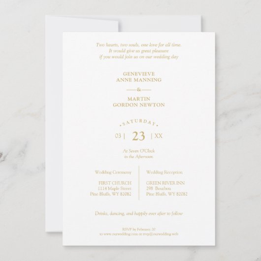 Cooler Schlangengoldener Effekt 2 Fotos Hochzeit Einladung (Rückseite)