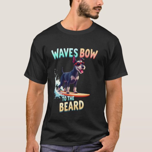 Cooler Schnauzer Surferhund T-Shirt (Vorderseite)