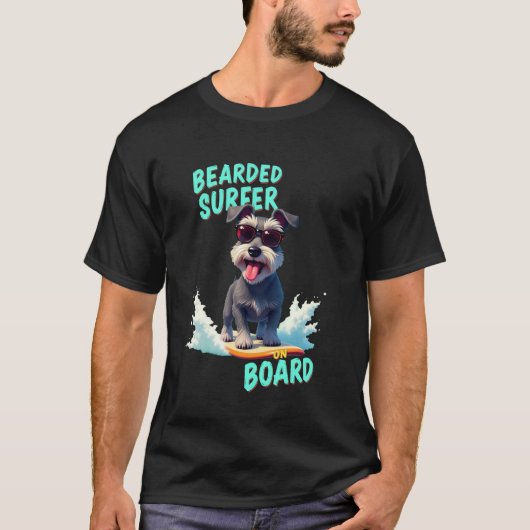 Cooler Schnauzer-Surferhund T-Shirt (Vorderseite)