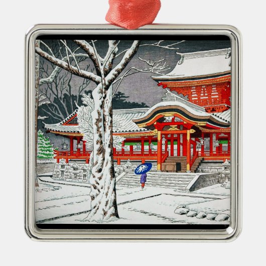Cooler Schnee in iwashimizu hachiman Schrein Kyoto Silbernes Ornament (Vorne)