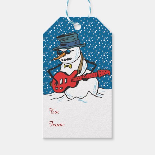 Cooler Schneemann Gitarre spielen Geschenkanhänger (Vorderseite)