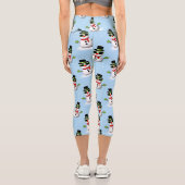 Cooler Schneemann Weihnachtswinterblauer Schnitt Capri Leggings (Rückseite)