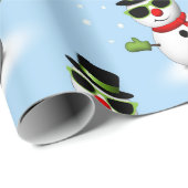 Cooler Schneemann Weihnachtswinterblauer Schnitt Geschenkpapier (Rolleneckpunkt)