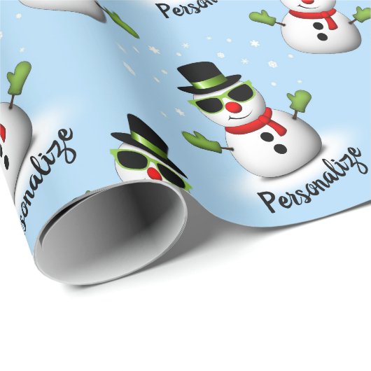 Cooler Schneemann Weihnachtswinterblauer Schnitt Geschenkpapier (Rolleneckpunkt)