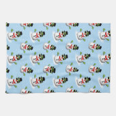 Cooler Schneemann Weihnachtswinterblauer Schnitt Geschirrtuch (Horizontal)