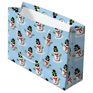 Cooler Schneemann Weihnachtswinterblauer Schnitt Große Geschenktüte