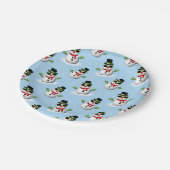 Cooler Schneemann Weihnachtswinterblauer Schnitt Pappteller (Schrägansicht)
