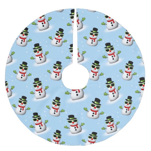 Cooler Schneemann Weihnachtswinterblauer Schnitt Polyester Weihnachtsbaumdecke (Vorderseite)