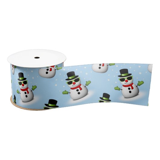 Cooler Schneemann Weihnachtswinterblauer Schnitt Satinband (Spule)