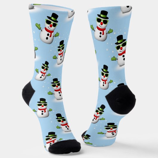 Cooler Schneemann Weihnachtswinterblauer Schnitt Socken (Gewinkelt)