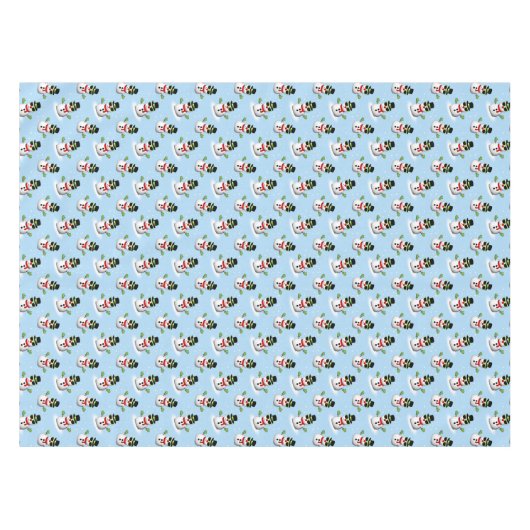 Cooler Schneemann Weihnachtswinterblauer Schnitt Tischdecke (Vorderseite (Horizontal))
