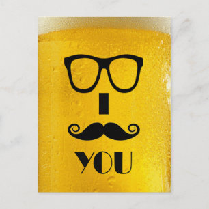 cooler Schnurrbart auf einem Bier-Effektbild Postkarte