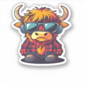 Cooler schottischer Highland Cow Classic T - Shirt Aufkleber (Vorderseite)