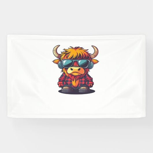Cooler schottischer Highland Cow Classic T - Shirt Banner (Horizontal)