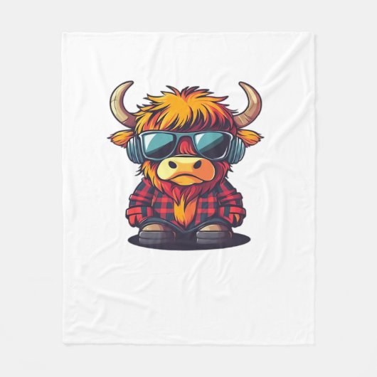Cooler schottischer Highland Cow Classic T - Shirt Fleecedecke (Vorderseite)