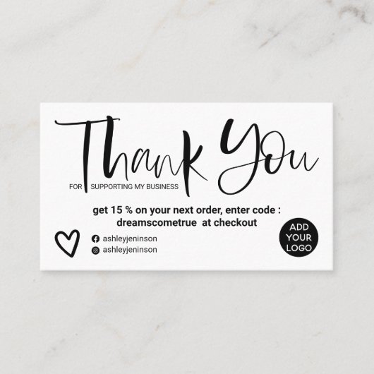 Cooler Schriftart für Pinselspitzen Schwarz-weiße Visitenkarte (Vorderseite)