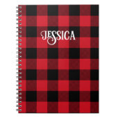 Cooler Schriftart Rot und Schwarz Buffalo Karo Notizblock (Vorderseite)
