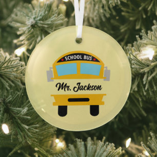 Cooler Schulbusfahrer Name hinzufügen Ornament Aus Glas