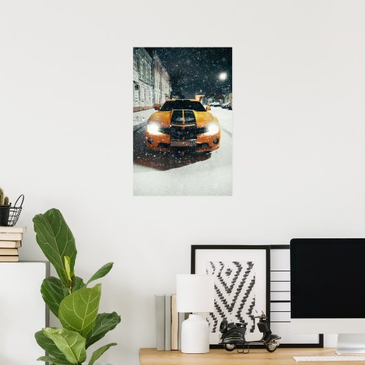 Cooler schwarz-gelber Sportwagen Poster (Heimbüro)