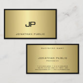 Cooler Schwarz-Gold-Monogramm-Glamour Beruflich Visitenkarte (Vorne/Hinten)