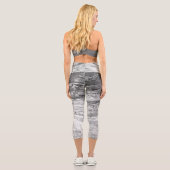 Cooler Schwarz-Weiß-Baum Bark Nature Capri Leggings (Rückseite)