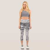 Cooler Schwarz-Weiß-Baum Bark Nature Capri Leggings (Vorderseite)