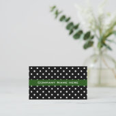 cooler schwarz-weißer Polka dots green business ca Visitenkarte (Stehend Vorderseite)