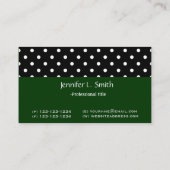cooler schwarz-weißer Polka dots green business ca Visitenkarte (Rückseite)