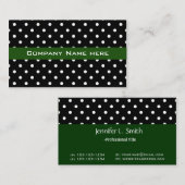 cooler schwarz-weißer Polka dots green business ca Visitenkarte (Vorne/Hinten)