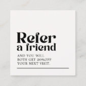 Cooler Schwarz-weißer Schönheitssalon Empfehlungskarte (Vorderseite)