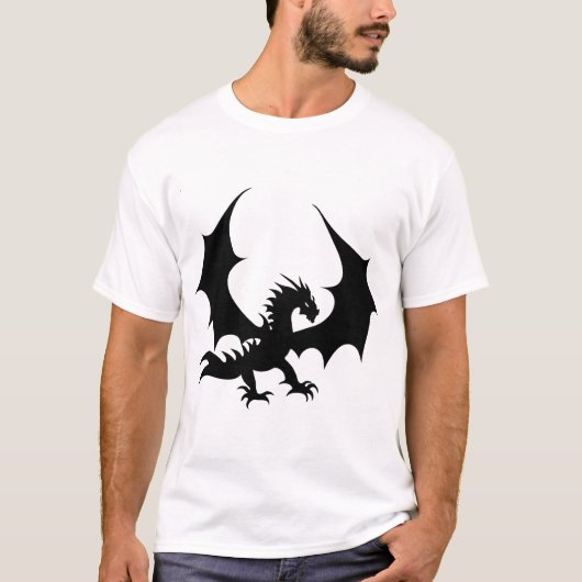 Cooler Schwarzer Drache T-Shirt (Vorderseite)