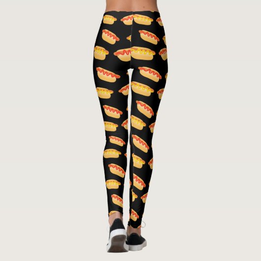 Cooler schwarzer Funny Pattern Hot Dog Leggings (Rückseite)