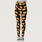 Cooler schwarzer Funny Pattern Hot Dog Leggings (Vorderseite)
