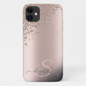 Cooler Schwarzer Glitzer Diamonds Rose Gold Monogr Case-Mate iPhone Hülle (Rückseite)