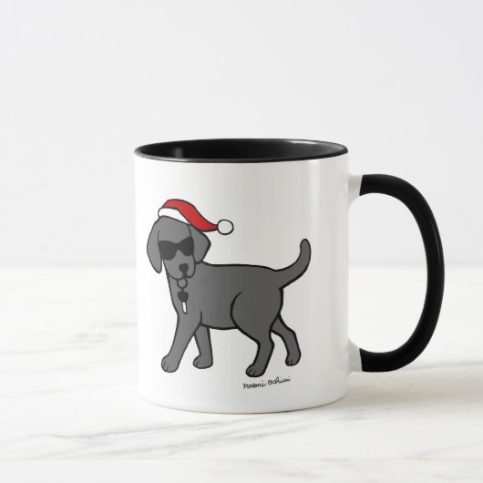Cooler schwarzer Labrador-WeihnachtsCartoon Tasse (Rechts)