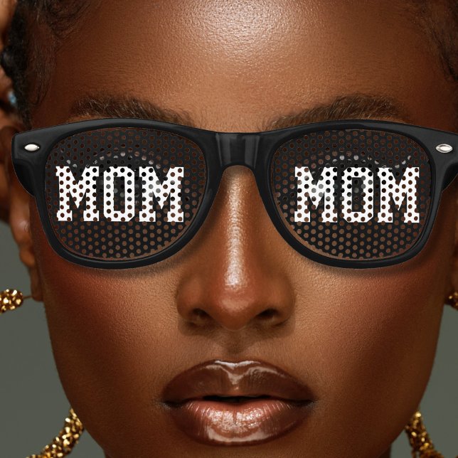 Cooler Schwarzer Mama Mama Muttertag Partybrille (black and white bold letter mom retro sunglasses)