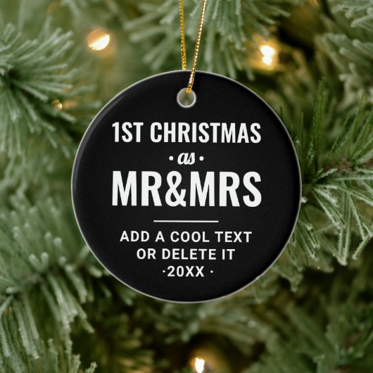 Cooler Schwarzer Moderner Typo | Erste Weihnachtsf Keramik Ornament (Baum)