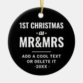 Cooler Schwarzer Moderner Typo | Erste Weihnachtsf Keramik Ornament (Vorne)