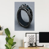 Cooler schwarzer Ring | AI Art Poster (Heimbüro)