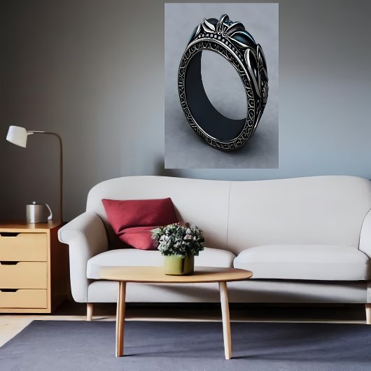Cooler schwarzer Ring | AI Art Poster